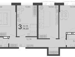 Продается 3-комнатная квартира ЖК Светский лес, литер 4, 74.23  м², 31399290 рублей