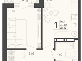 Продается 1-комнатная квартира ЖК Светский лес, литер 4, 34.17  м², 15786540 рублей