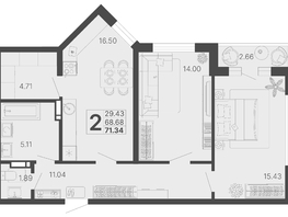 Продается 2-комнатная квартира ЖК Светский лес, литер 4, 70.01  м², 29824260 рублей