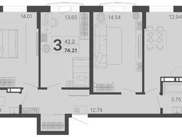 Продается 3-комнатная квартира ЖК Светский лес, литер 4, 74.21  м², 28570850 рублей