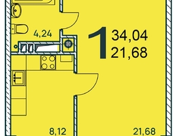 Продается 1-комнатная квартира ЖК Две реки, 34.99  м², 6543130 рублей