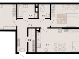 Продается 3-комнатная квартира ЖК Хозяин морей, литер 1, 79.2  м², 23839200 рублей