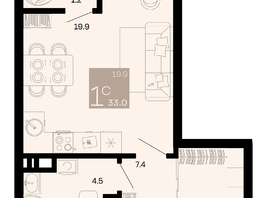 Продается 1-комнатная квартира ЖК Хозяин морей, литер 2, 33  м², 10791000 рублей