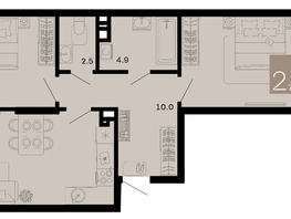 Продается 2-комнатная квартира ЖК Хозяин морей, литер 2, 70.6  м², 17508800 рублей