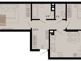 Продается 2-комнатная квартира ЖК Хозяин морей, литер 2, 70.6  м², 21038800 рублей