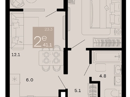 Продается 2-комнатная квартира ЖК Хозяин морей, литер 2, 41.1  м², 13234200 рублей