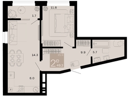 Продается 2-комнатная квартира ЖК Хозяин морей, литер 2, 49.2  м², 13943280 рублей