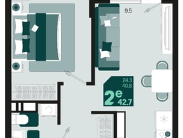 Продается 2-комнатная квартира ЖК Первое место, квартал 1.4, литер 1, 42.7  м², 6874700 рублей