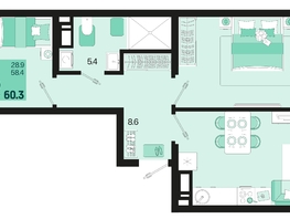 Продается 2-комнатная квартира ЖК Первое место, квартал 1.4, литер 2, 60.3  м², 7959600 рублей