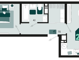 Продается 2-комнатная квартира ЖК Первое место, квартал 1.4, литер 2, 46.6  м², 6617200 рублей