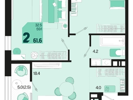 Продается 2-комнатная квартира ЖК Первое место, квартал 1.5, литер 1, 61.6  м², 8870400 рублей