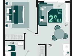 Продается 2-комнатная квартира ЖК Первое место, квартал 1.5, литер 1, 43.6  м², 6322000 рублей