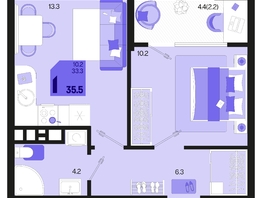 Продается 1-комнатная квартира ЖК Первое место, квартал 1.5, литер 1, 35.5  м², 5396000 рублей