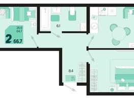 Продается 2-комнатная квартира ЖК Первое место, квартал 1.5, литер 1, 66.7  м², 8537600 рублей