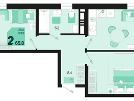 Продается 2-комнатная квартира ЖК Первое место, квартал 1.5, литер 1, 65.8  м², 10199000 рублей