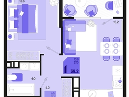 Продается 1-комнатная квартира ЖК Первое место, квартал 1.5, литер 1, 39.2  м², 6232800 рублей