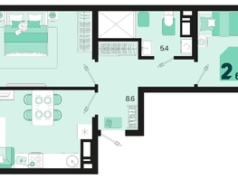 Продается 2-комнатная квартира ЖК Первое место, квартал 1.5, литер 1, 60.3  м², 8080200 рублей