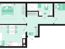 Продается 2-комнатная квартира ЖК Первое место, квартал 1.5, литер 1, 61.3  м², 7969000 рублей