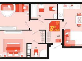 Продается 3-комнатная квартира ЖК Первое место, квартал 1.5, литер 1, 72.6  м², 9292800 рублей