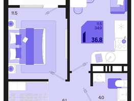 Продается 1-комнатная квартира ЖК Первое место, квартал 1.2, литер 1, 36.8  м², 5998400 рублей