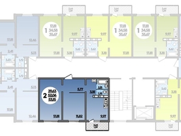 Продается 2-комнатная квартира ЖК Романовский, литера 1, 53.15  м², 5878390 рублей