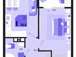 Продается 1-комнатная квартира ЖК Первое место, квартал 1.3, литер 2, 35  м², 5355000 рублей