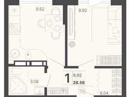 Продается 1-комнатная квартира ЖК Светский лес, литер 3, 28.56  м², 14137200 рублей