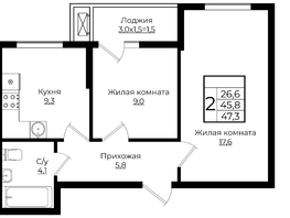 Продается 2-комнатная квартира ЖК Клубный квартал Европа 6, литера 7, 47.3  м², 9495948 рублей