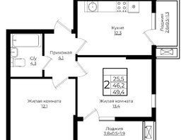 Продается 2-комнатная квартира ЖК Клубный квартал Европа 6, литера 7, 49.4  м², 9668568 рублей