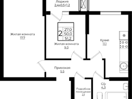 Продается 2-комнатная квартира ЖК Клубный квартал Европа 6, литера 7, 51.2  м², 9619456 рублей