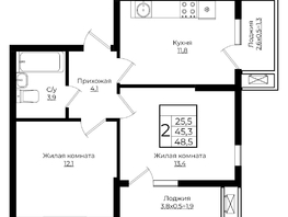 Продается 2-комнатная квартира ЖК Клубный квартал Европа 6, литера 7, 48.5  м², 9668960 рублей