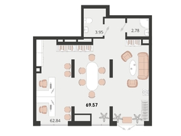 Продается Офис ЖК Родные просторы, литера 14, 69.57  м², 17392500 рублей