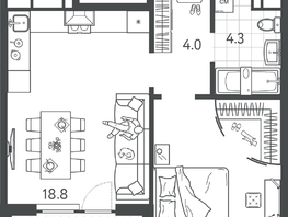 Продается 1-комнатная квартира ЖК Все Свои VIP, литера 4, 42.6  м², 9798000 рублей