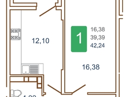 Продается 1-комнатная квартира ЖК Хорошая погода-2, литера 2, 43.35  м², 6480825 рублей