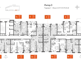 Продается 2-комнатная квартира ЖК Все Свои VIP, литера 3, 55.3  м², 13548500 рублей