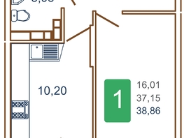 Продается 1-комнатная квартира ЖК Хорошая погода, литера 1, 40.7  м², 6084650 рублей