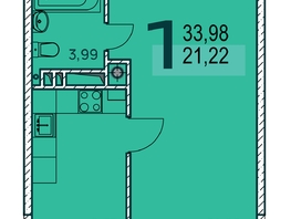 Продается 1-комнатная квартира ЖК Две реки, 36.15  м², 6741975 рублей