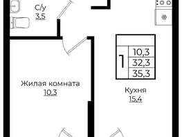 Продается 1-комнатная квартира ЖК Клубный квартал Европа 6, литера 6, 35.3  м², 7363580 рублей