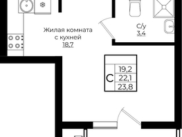 Продается Студия ЖК Клубный квартал Европа 6, литера 7, 23.8  м², 5351192 рублей