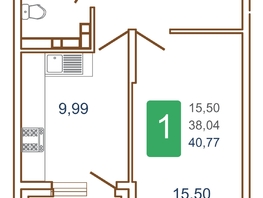 Продается 1-комнатная квартира ЖК Хорошая погода-2, литера 2, 42.1  м², 6293950 рублей