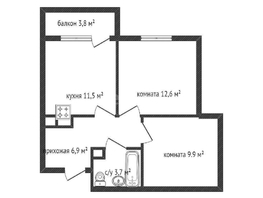 Продается 2-комнатная квартира ЖК Южане, 4 очередь литера 4, 44.5  м², 5400000 рублей