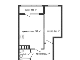 Продается 1-комнатная квартира ЖК Родные просторы, литера 3, 55.5  м², 7850000 рублей