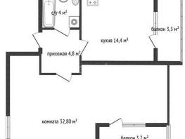 Продается 3-комнатная квартира ЖК Neo-квартал Красная площадь, 18, 59.3  м², 6450000 рублей