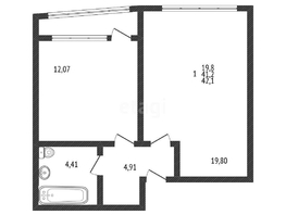 Продается 1-комнатная квартира ЖК Режиссёр, литера 3, 42.1  м², 5800000 рублей