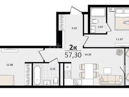 Продается 2-комнатная квартира ЖК Патрики, литер 4.1, 57.3  м², 15500000 рублей