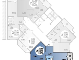 Продается 2-комнатная квартира ЖК Горгиппия, литера 2, 54.75  м², 9537450 рублей