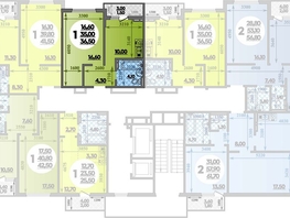 Продается 1-комнатная квартира ЖК Парк у дома, литера 8.3, 36.5  м², 7675950 рублей