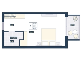 Продается Студия ГК AZIMUT Парк Отель Лучи Анапы, 32.71  м², 14719500 рублей