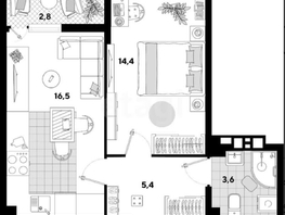 Продается 1-комнатная квартира Западный Обход ул, 40  м², 6100000 рублей