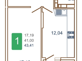 Продается 1-комнатная квартира ЖК Хорошая погода, литера 2, 45.15  м², 5869500 рублей